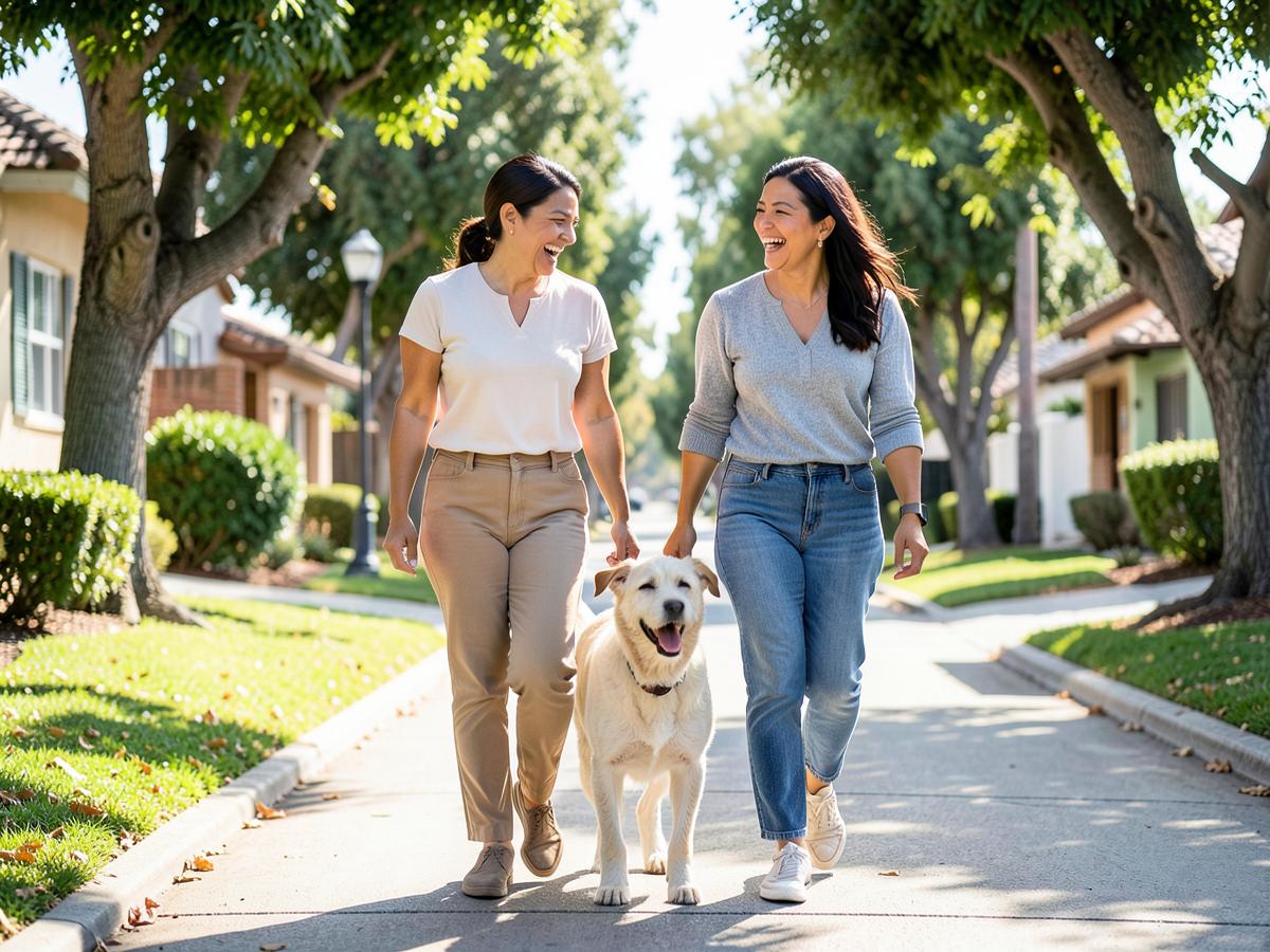 Elena & Sofia spending time with a foster dog