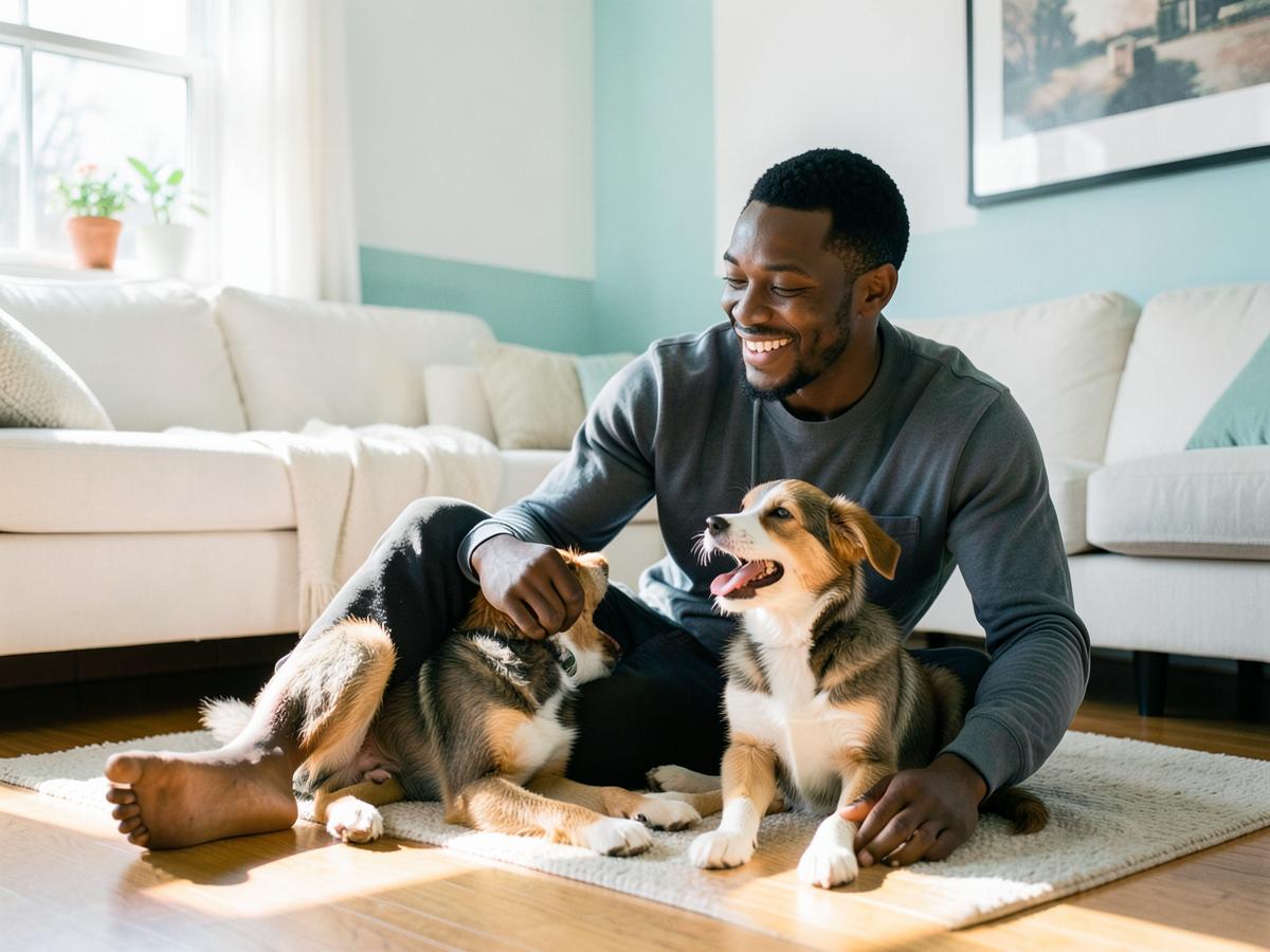Jordan spending time with a foster dog