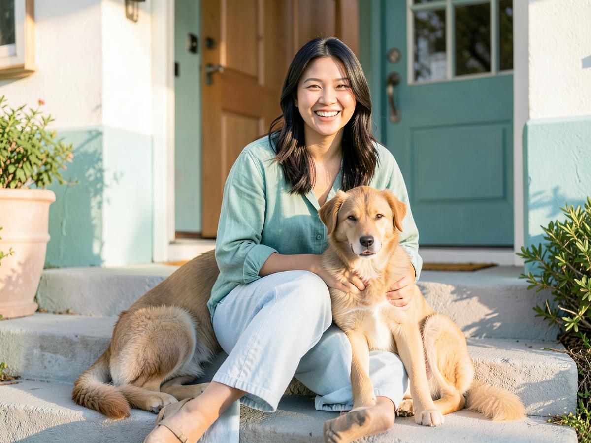 Maya spending time with a foster dog